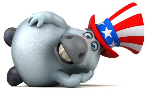 Fun 3D cartoon zebra with an uncle sam hat Stock Photos