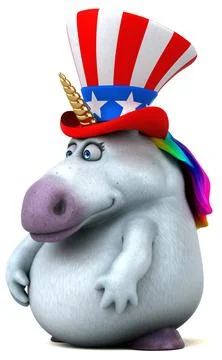 Fun 3D cartoon zebra with an uncle sam hat Stock Photos