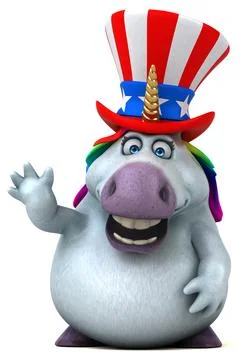 Fun 3D cartoon zebra with an uncle sam hat Stock Photos