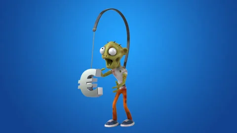 Fun 3D cartoon Zombie chasing the money Stock Footage 151464975