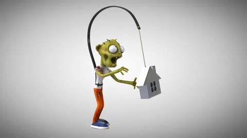 Fun 3D cartoon Zombie chasing the real estate Stock Footage 151759341
