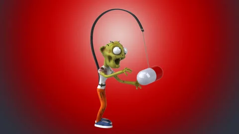 Fun 3D cartoon Zombie chasing the pill Stock Footage 151759530