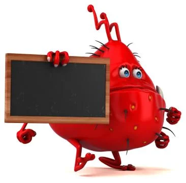 Fun 3D germ bug monster with a chalkboard Stock Illustration