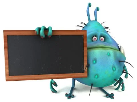 Fun 3D germ bug monster with a chalkboard Stock Illustration