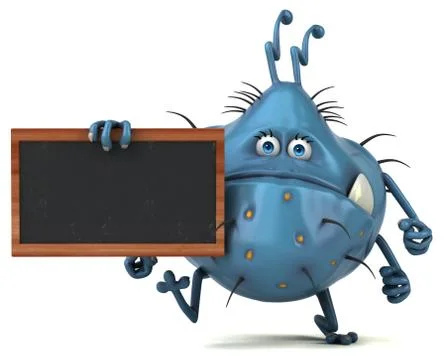 Fun 3D germ bug monster with a chalkboard Stock Illustration