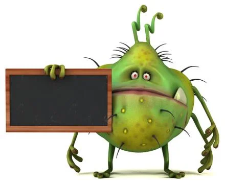 Fun 3D germ bug monster with a chalkboard Stock Illustration