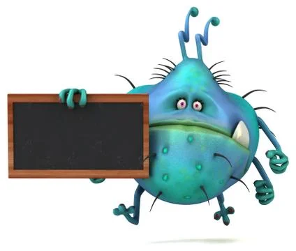Fun 3D germ bug monster with a chalkboard Stock Illustration