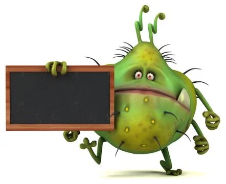Fun 3D germ bug monster with a chalkboard Stock Illustration