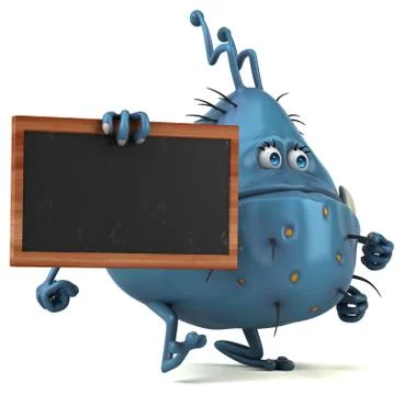 Fun 3D germ bug monster with a chalkboard Stock Illustration