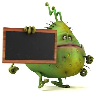 Fun 3D germ bug monster with a chalkboard Stock Illustration