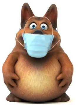 Fun 3D german shepherd dog with a mask Stock Illustration