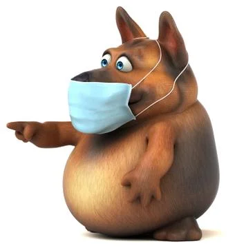 Fun 3D german shepherd dog with a mask Stock Illustration