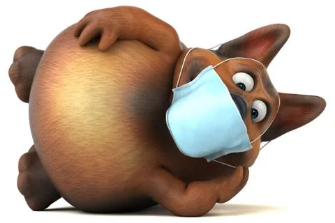 Fun 3D german shepherd dog with a mask Stock Illustration