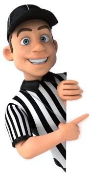 Fun 3D Illustration of an american Referee Stock Illustration