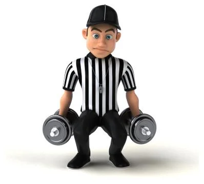 Fun 3D Illustration of an american Referee Stock Illustration