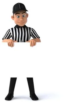 Fun 3D Illustration of an american Referee with a smartphone Stock Illustration
