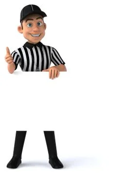 Fun 3D Illustration of an american Referee with a smartphone Stock Illustration