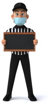 Fun 3D Illustration of an american Referee with a chalkboard Stock Illustration