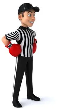 Fun 3D Illustration of an american Referee boxing Stock Illustration