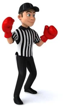 Fun 3D Illustration of an american Referee boxing Stock Illustration