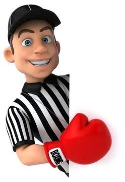 Fun 3D Illustration of an american Referee boxing Stock Illustration