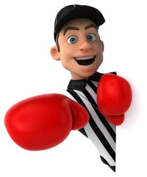 Fun 3D Illustration of an american Referee boxing Stock Illustration