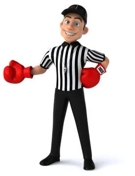 Fun 3D Illustration of an american Referee boxing Stock Illustration
