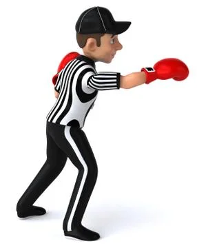 Fun 3D Illustration of an american Referee boxing Stock Illustration