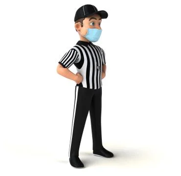 Fun 3D Illustration of an american Referee with a mask Stock Illustration