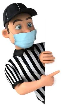Fun 3D Illustration of an american Referee with a mask Stock Illustration