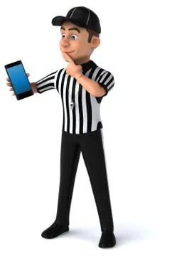 Fun 3D Illustration of an american Referee with a smartphone Stock Illustration
