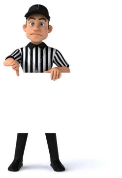 Fun 3D Illustration of an american Referee with a smartphone Stock Illustration