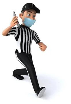 Fun 3D Illustration of an american Referee with a smartphone Stock Illustration