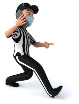 Fun 3D Illustration of an american Referee with a smartphone Stock Illustration