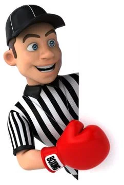 Fun 3D Illustration of an american Referee boxing Stock Illustration