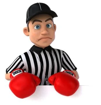 Fun 3D Illustration of an american Referee boxing Stock Illustration