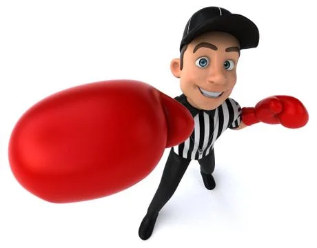 Fun 3D Illustration of an american Referee boxing Stock Illustration