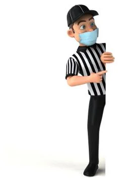 Fun 3D Illustration of an american Referee with a mask Stock Illustration