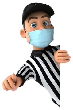 Fun 3D Illustration of an american Referee with a mask Stock Illustration