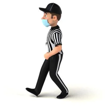 Fun 3D Illustration of an american Referee with a mask Stock Illustration