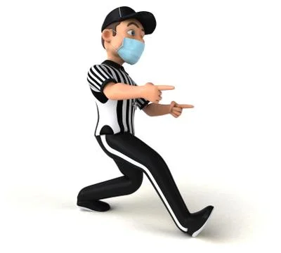 Fun 3D Illustration of an american Referee with a mask Stock Illustration