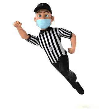Fun 3D Illustration of an american Referee with a mask Stock Illustration