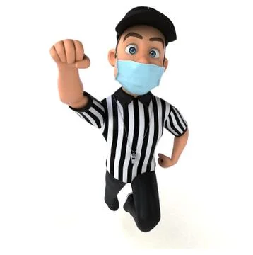 Fun 3D Illustration of an american Referee with a mask Stock Illustration