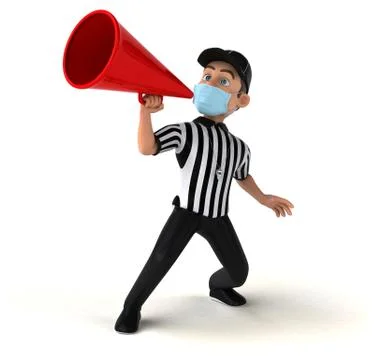Fun 3D Illustration of an american Referee with a mask Stock Illustration