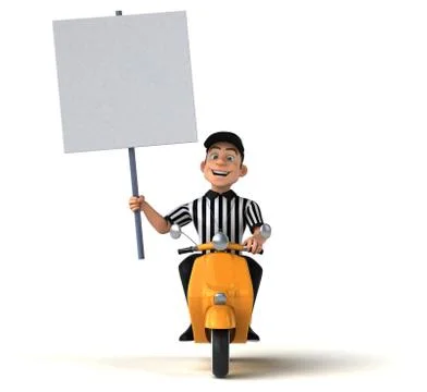 Fun 3D Illustration of an american Referee on a scooter Stock Illustration