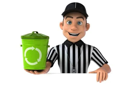 Fun 3D Illustration of an american Referee Stock Illustration