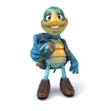 Fun 3D illustration of a blue turtle Stock Illustration