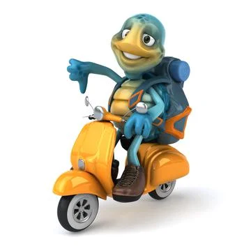 Fun 3D illustration of a blue turtle Stock Illustration
