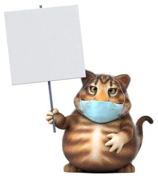 Fun 3D illustration of a cat with a mask Stock Illustration