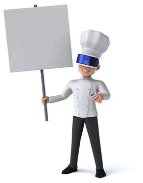 Fun 3D Illustration of a chef with a VR Helmet Stock Illustration